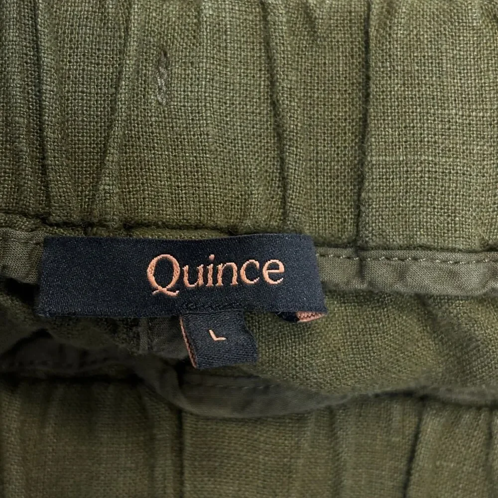 Quince Women 100% European Linen Pants Size Large Olive C134 -24